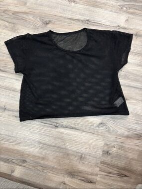 Black Mesh Crop Tee - Women Tops
